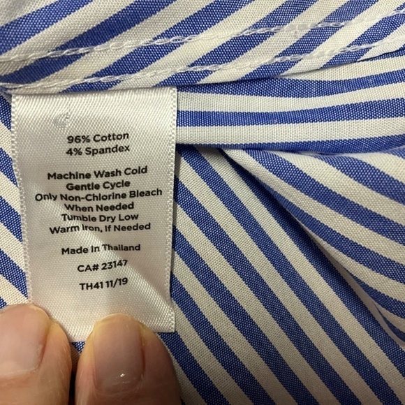 TALBOTS Cotton No Iron Sleeveless Button Front Perfect Shirt US Sz 16P NWOT - Picture 8 of 9